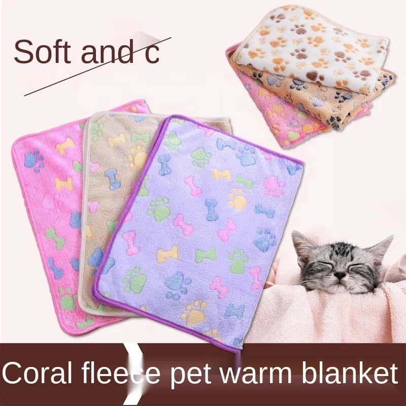 Coral Velvet Pet Dog Cat Puppy Bed Plush Pillow Blankets Pattern Mattress Pad Mat Dogs Hunde Decke Coussin Pour Chien Products
