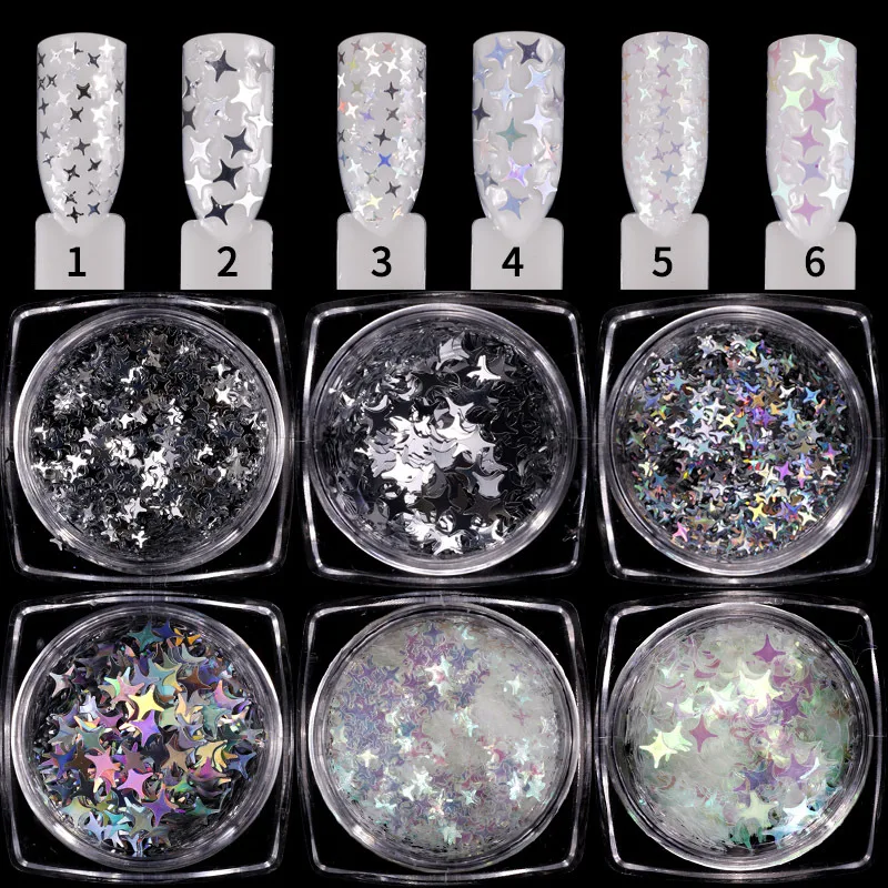 DIY Start Shape Sequins Nail Dacorations Holographic Shinny Glitter Silver Sequins Loose Nail Art Glitter Sequins