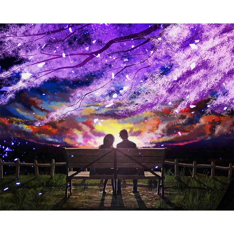 Full Diamond Painting DIY Cross Stitch Romantic Cherry Tree Under The Rhinestone Diamond Embroidery Crafts Home Decor