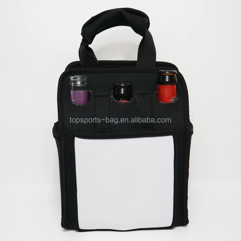 Wholesale 6 Pack Neoprene Beer Bottle Holder Durable White Sublimation Neoprene water Cooler Carrier Tote Bag