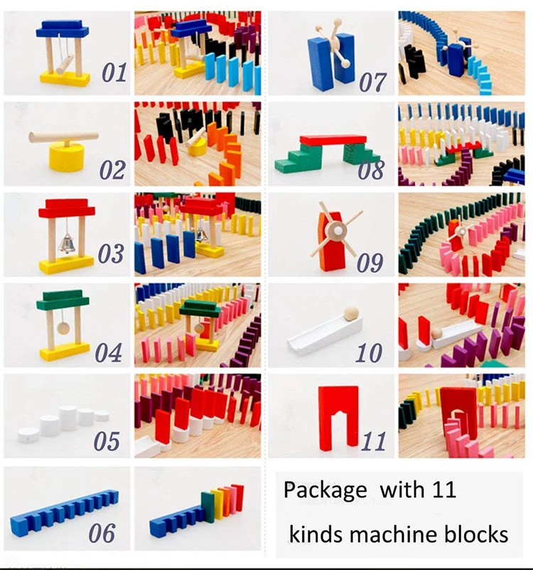 Customized  1000pcs wooden play 9 12 dominoes festool blocks games set in wooden box