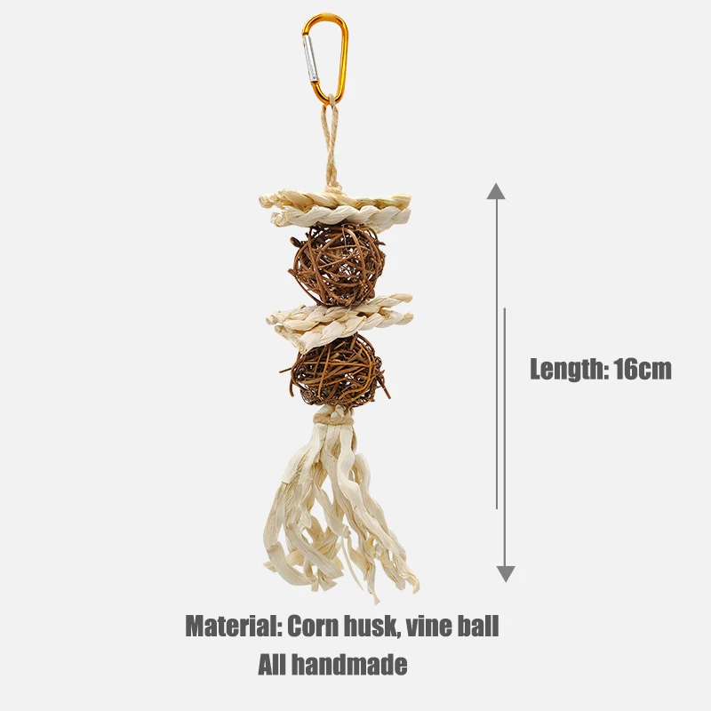 New Design Parrot Chew Toy Natural Cuttlebone Rattan Rope Pine Cones Wooden Toy More Fun Bird Bite