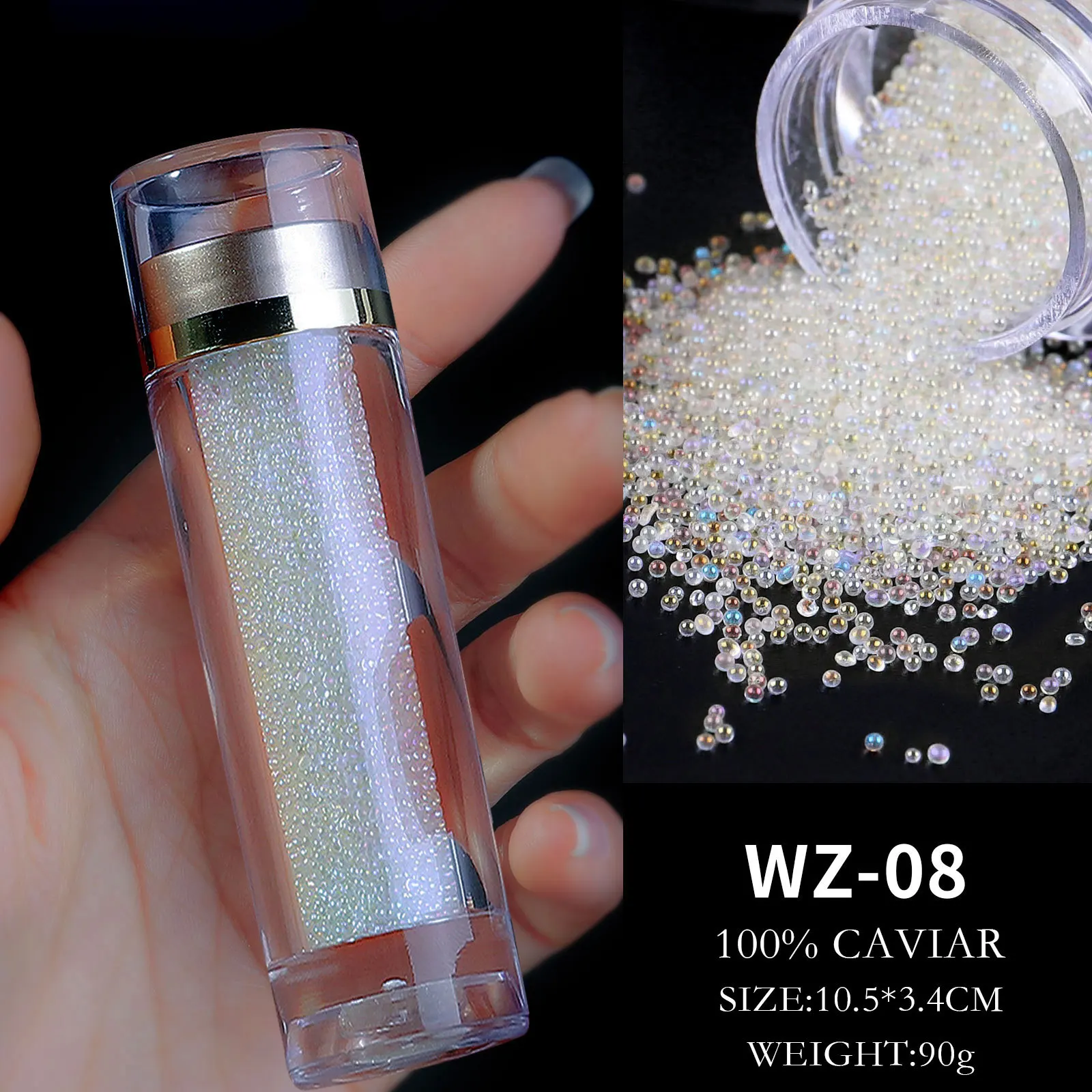 Wholesale 3D pixie nail art micro crystal AB caviar beads nail stones rhinestones glitter nail pixie crystals with box packing