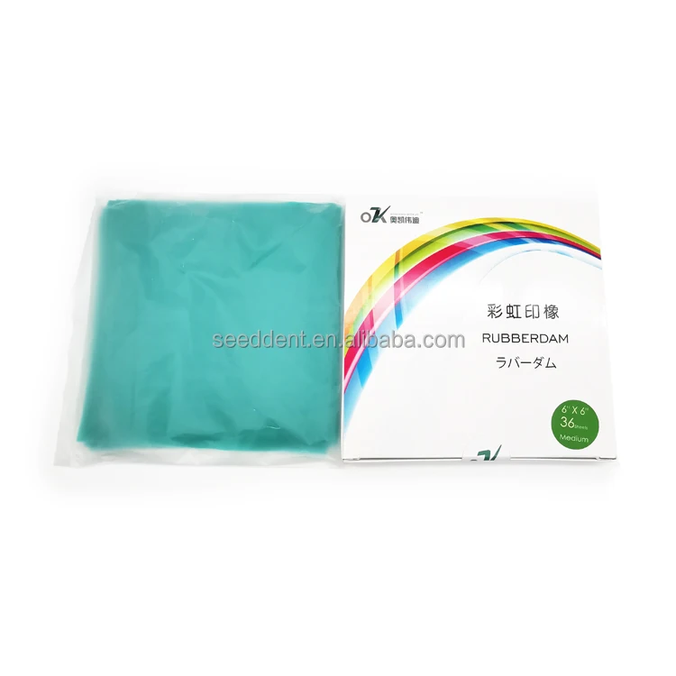 Disposable Latex Dental Rubber Dam Templat Sheet 5*5 6*6 Blue or Green Color