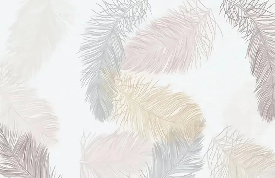 Romantic artistic unique special feather design custom size fabric high-end wall mural