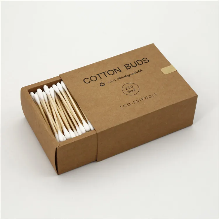 200pcs eco friendly baby bamboo stick cotton swab ear cleaning cotton buds