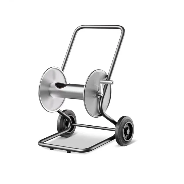 100m Large Size Capacity Stainless Steel Garden Hose Reel Cart Hose Pipe Holder Storage Carrier