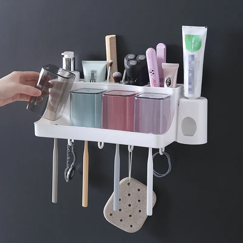 With Different Cups and Drawers Cosmetic Organizer Options for Bathroom and Washroom Toothbrush Case Holder