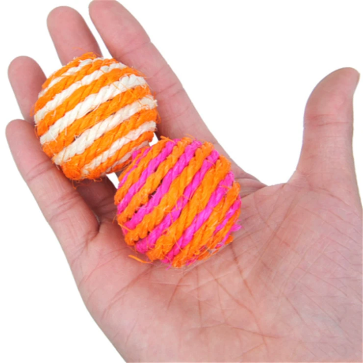 New Pet Dog Cat Kitten Teaser Playing Chew Rattling Scratch Toy Sisal Rope Ball