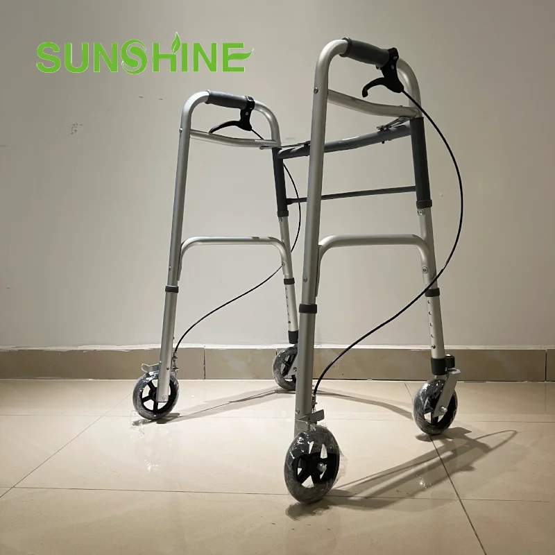 WA252 Folding Junior Walker Light Weight Walking Aid Economic Walker Anodized Aluminum Durable Disabled Walker Rollator