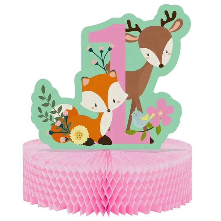 Детский душ, товары для 1-го дня рождения, Лисий стол, центральный элемент, лесные животные, для девочек, розовые украшения для вечеринки 200627