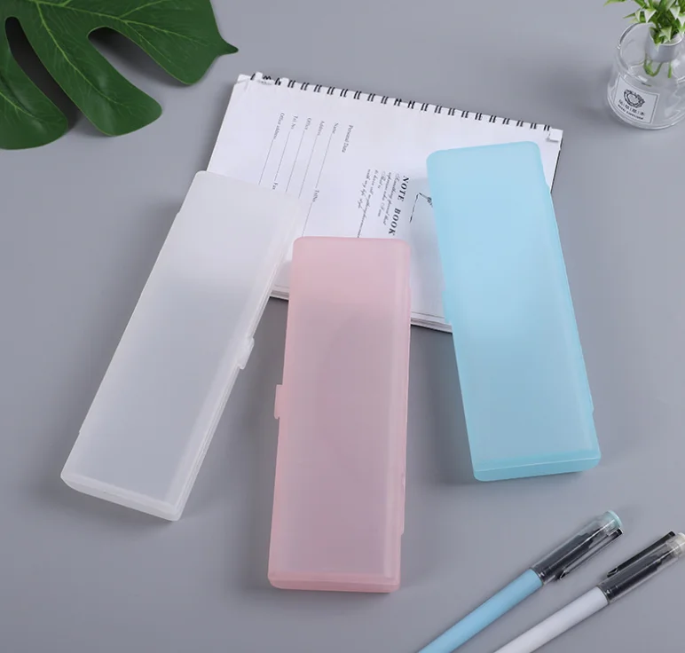 Wholesale New Design Clear Pencil Box Plastic Frosted Pencil Case For Students