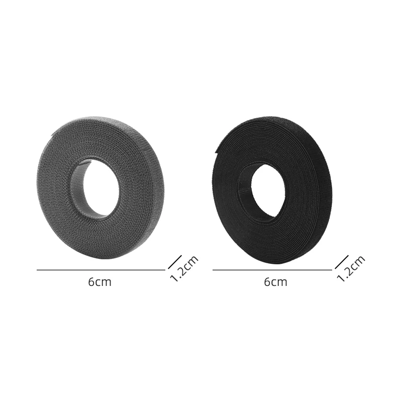 Grey Reusable Hook and Loop Cable Tie Roll Fastening Wraps Self-Gripping Straps Cords Ties Wire Organizer Tidy Roll Tape
