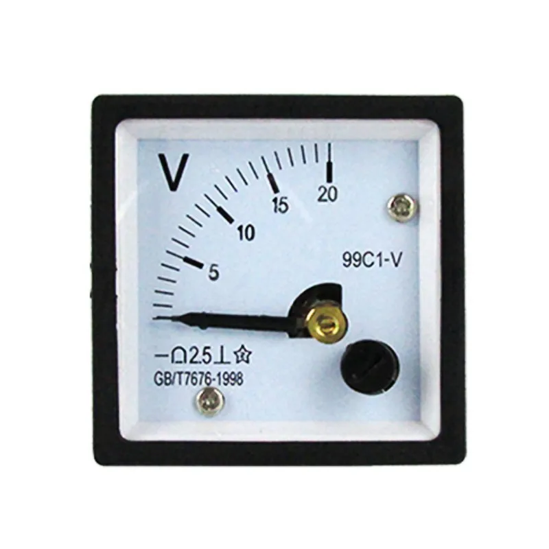 99C1-V Pointer Type DC Analog Voltage Meter 5V 10V 20V 30V 50V 100V 250V Voltmeter 48*48mm