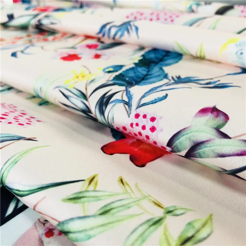 Shaoxing manufacture high quality poly printed silk fabric, 100% polyester satin