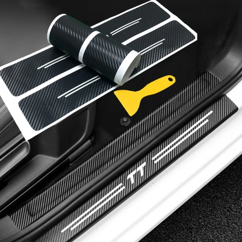 Car Door Sill Scuff Plate Decor Carbon Fiber Sticker For Honda Accord 10 9 8 7 2003 2004 2005 2006 2007 2008 2009 2010 2011