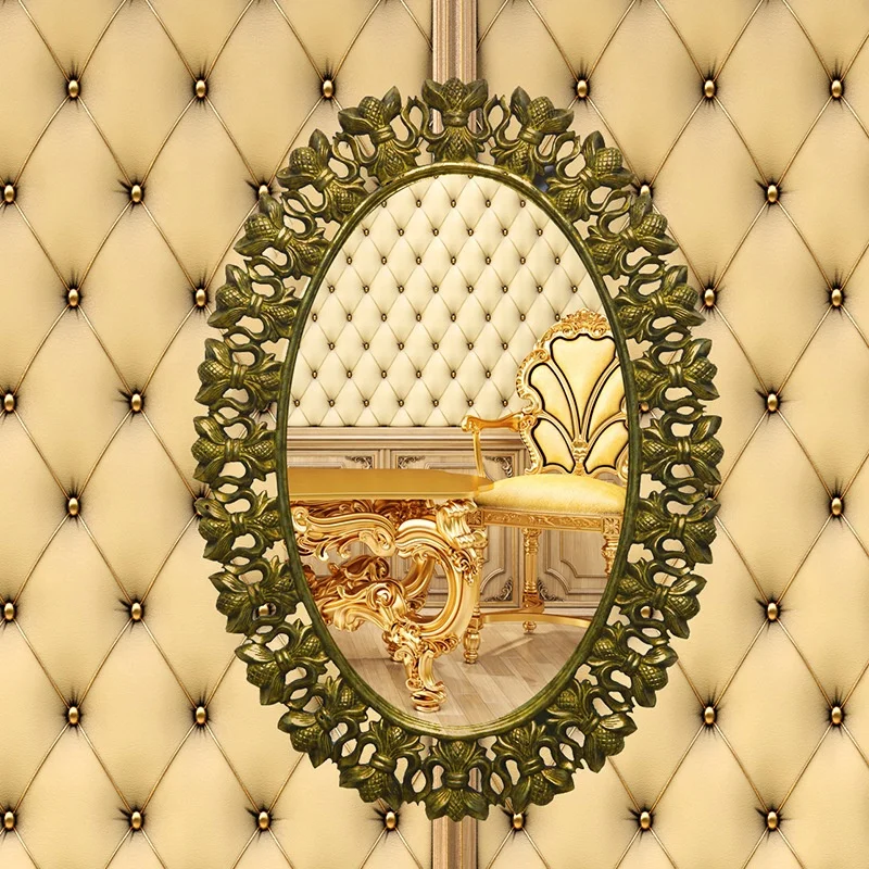 
Wall Mirror Gold PU Contemporary Luxury Art bronze Silver Customized Logo Decorative mirror Living room furniture 