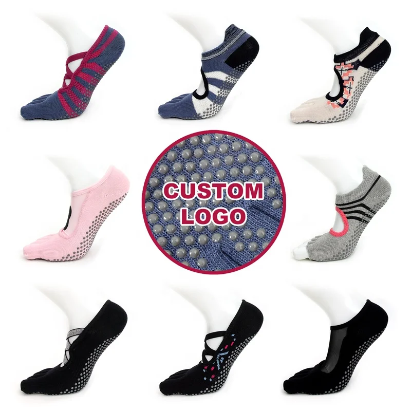 High Quality Five Toe Non-Slip Grip Socks Women Anti Non Slip Pilates Five Finger Yoga Socks