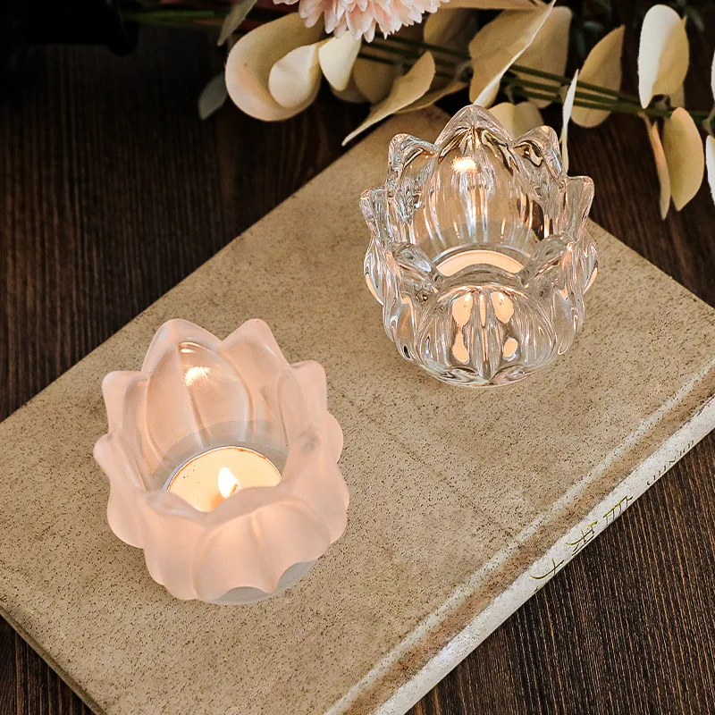 Wholesale Home Decorative New design Unique tulip flower unique shape clear empty Custom color glass candle jar