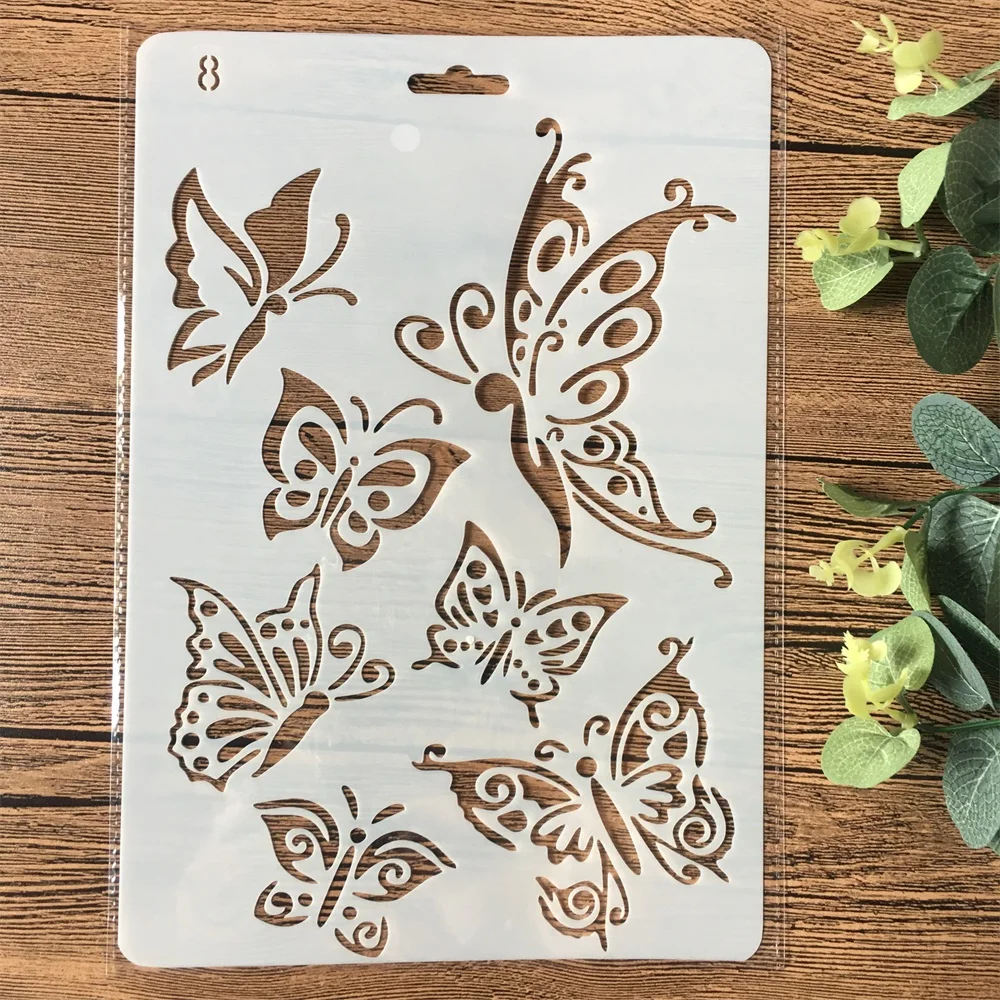 PET Laser Kids drawing Wall art DIY Waterproof Butterfly Alphabet Letter Stencil