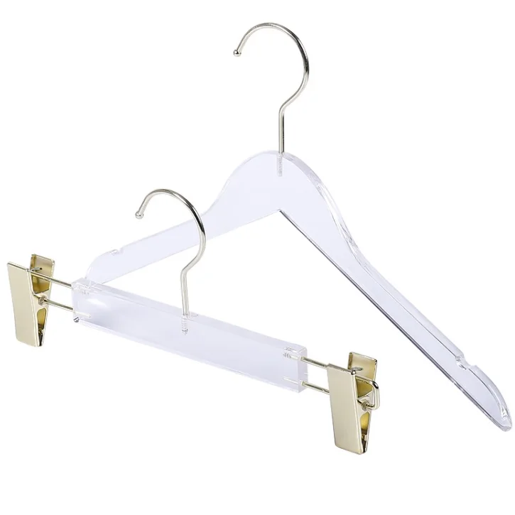 Custom Logo Adult Trousers Pants Coat Clear Transparent Acrylic Hanger For Clothes