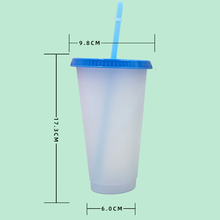 
Hot sale new design fashion popular creative Eco-Friendly custom 700ml plastic cold water color change cup with straw and lid 
