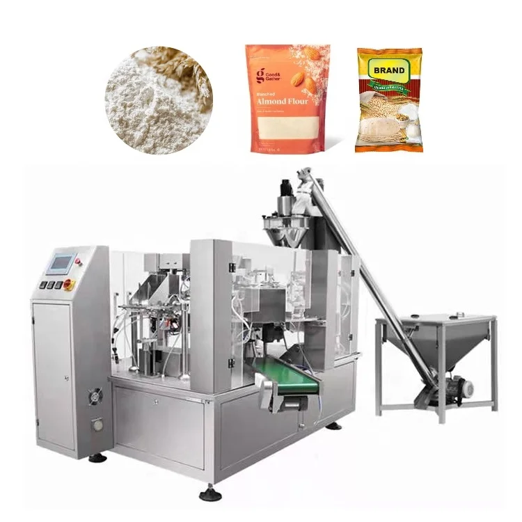 High Speed Automatic 1Kg 2Kg Cassava Corn 50g 100g 500g Wheat Flour Food Powder Ziplock Bag Stand Up Pouch Packing Machine