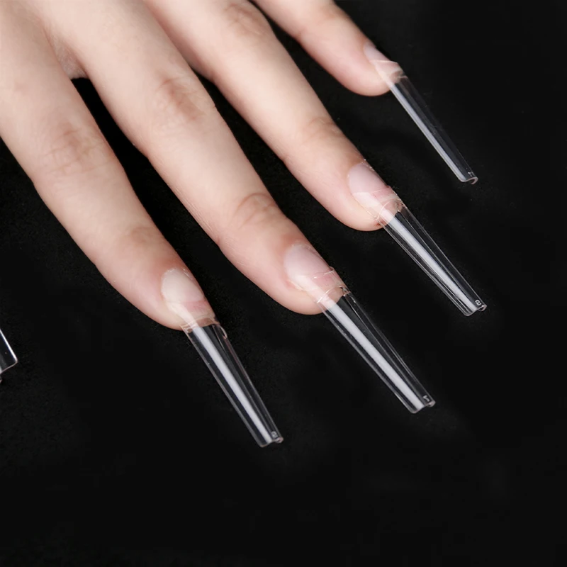 XXXL Coffin Nail Art Tips Extra Long C Curve Manicure Press On Tip Salon Supply Half Cover Acrylic Extension System False Nails