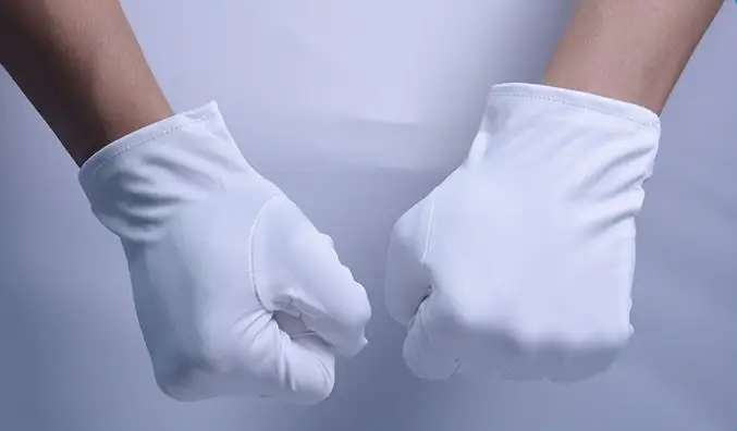 Etiquette Microfiber Jewelry Inspection Gloves Dust free sweat Proof Car Glasses Watch Jewelry  Reusable Polishing Three Line