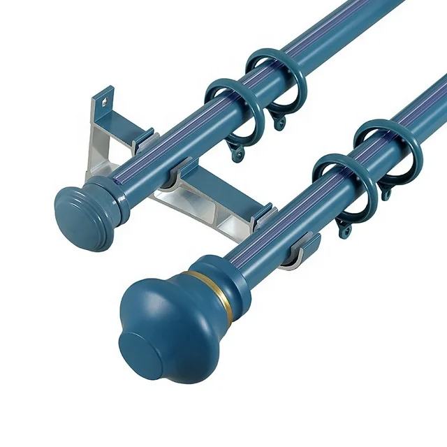 Factory directly 28mm Aluminum Alloy single Double roman rod curtain Accessories black white europe style metal curtain rod pipe