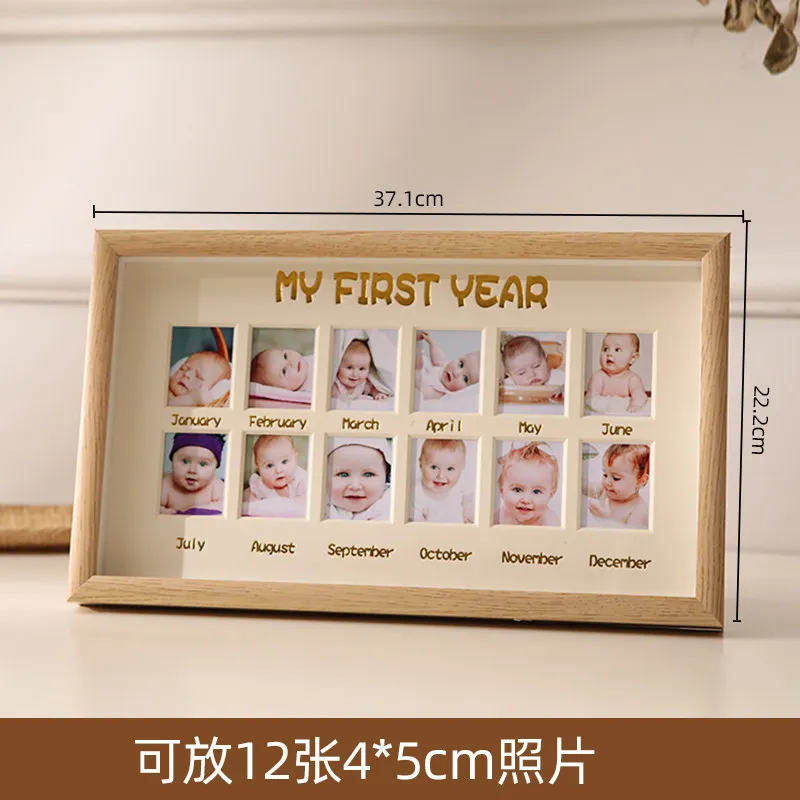 Baby Wooden Growth Milestone Photo Frame My First Year Photo Frame For New Born Baby Birthday Gift Idea One Year