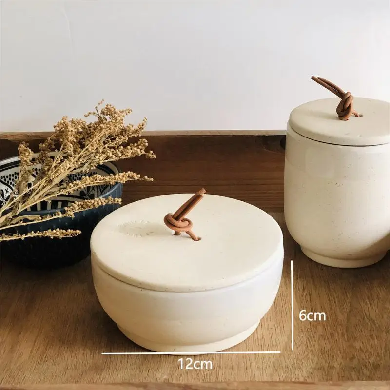 Custom Logo Size Bohemia Style Ceramic Empty Scented Candle Wax Making Container Vessels Jar with Lid and Pull Rope
