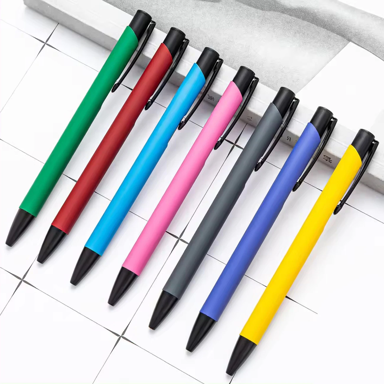 Soft touch matte rubber coated metal pen with custom logo