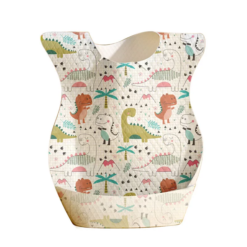 Cute baby Pocket Cartoon Print waterproof pocket bib Disposable 3D baby bib