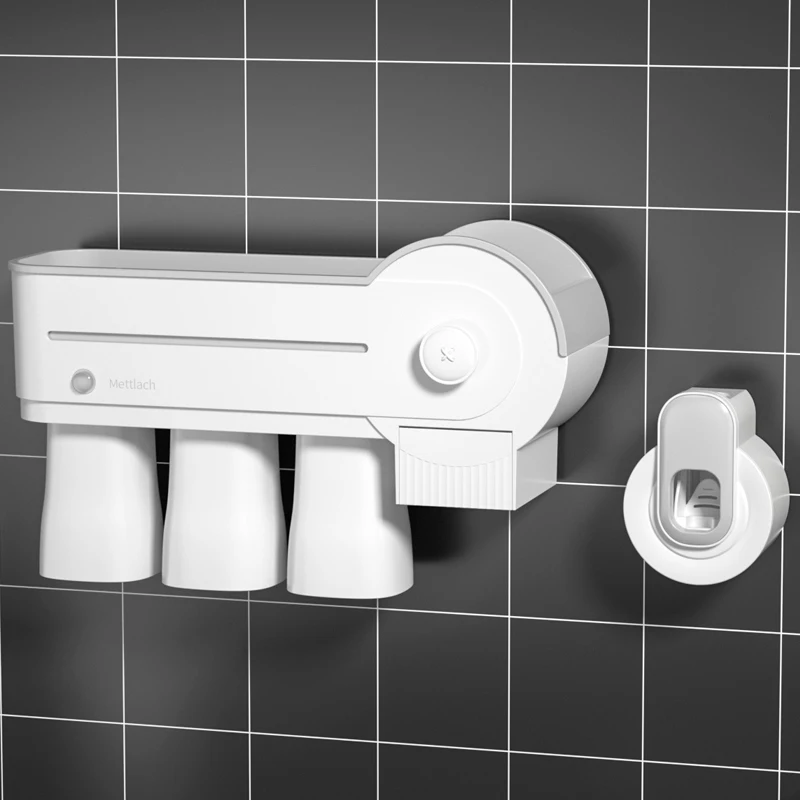 Toothbrush Holder With UV Disinfection Plastic Toothpaste Dispenser