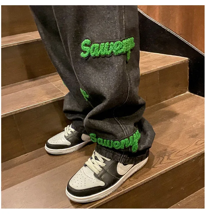 OEM custom high quality skinny fit embroidery denim jeans men slim ripped loose jean pants