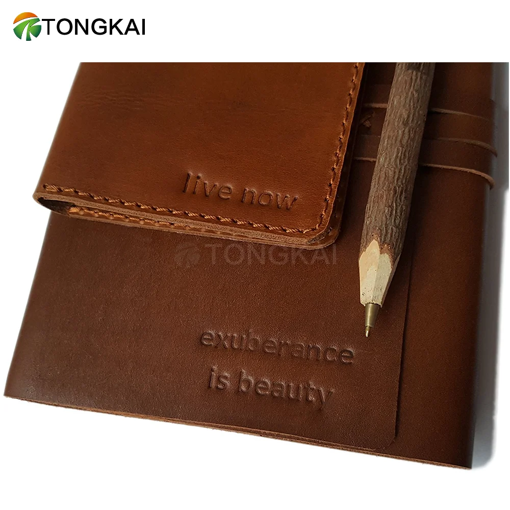 Custom 2023 Hot Sale Refillable Handmade Leather Bound Daily Spiral Notepad Notebook Art Sketchbook Travel Diary Notebook