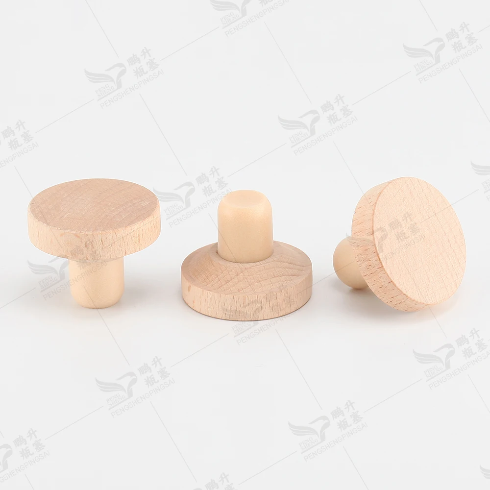 Wooden Synthetic Cork T Shape Polymer Wine / Spirits Synthetic Cork Bottle Stopper Customized Rubber Covers for Glass Bottles