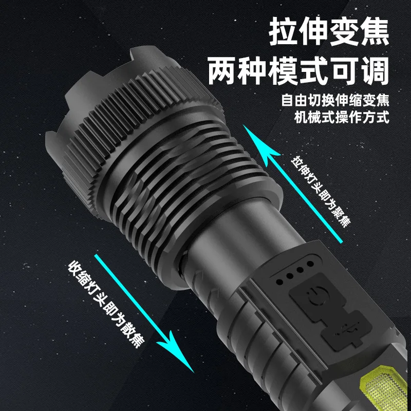 High Power Super Bright 100000 Lumen Torch with clip outdoor Waterproof Long Range SOS Rechargeable  P50 Tactical led Flashlight