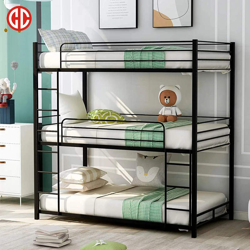 Wholesale Metal Triple Size Bunk Bed Frame in Dormitory Adult and Student Using Triple Bunk Bed