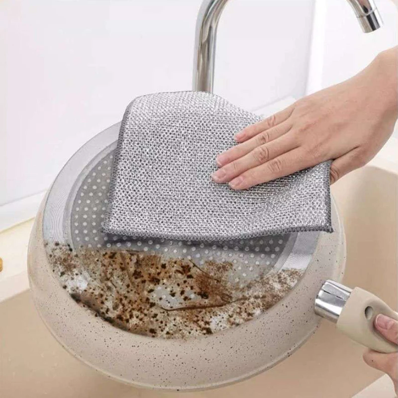 Dishwashing Kitchen Steel Ball Brush Pot Cloth Wear-resistant Instead Cleaning Ball Does Rust Removal Dish Cloths
