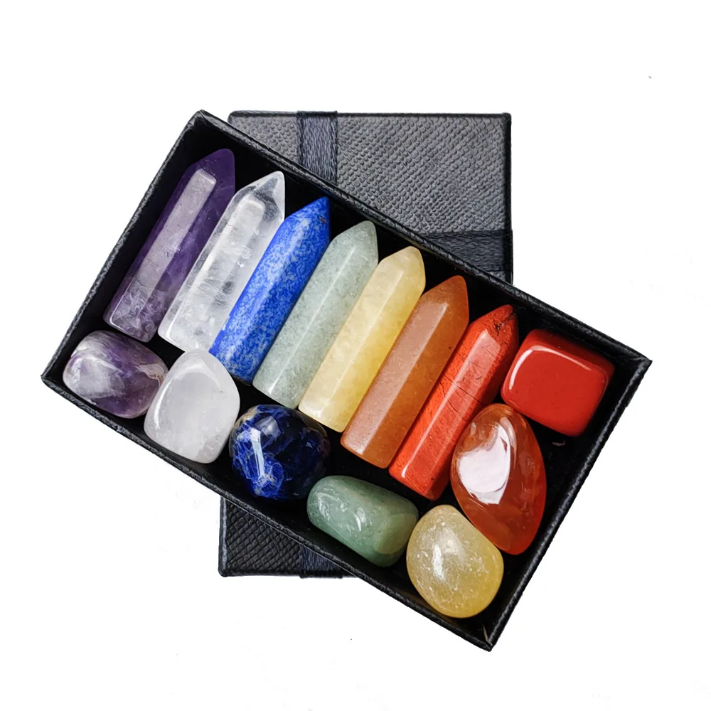 Other Promotional & Business Gifts Precious Meditation Methaphetamine Chakra High Quality Crystal Healing Stones Boxes Set