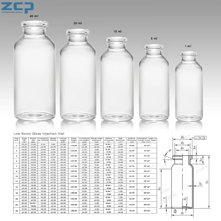 40 ml Neutral Boron  Antibiotic Injection Clear Glass Bottle