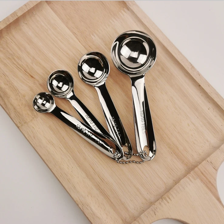 Stainless steel cake baking 1/2 tsp, 1/2 tsp, 1tsp  1 tbls  measuring spoon 4 pieces kit measure spoon measuring scoop