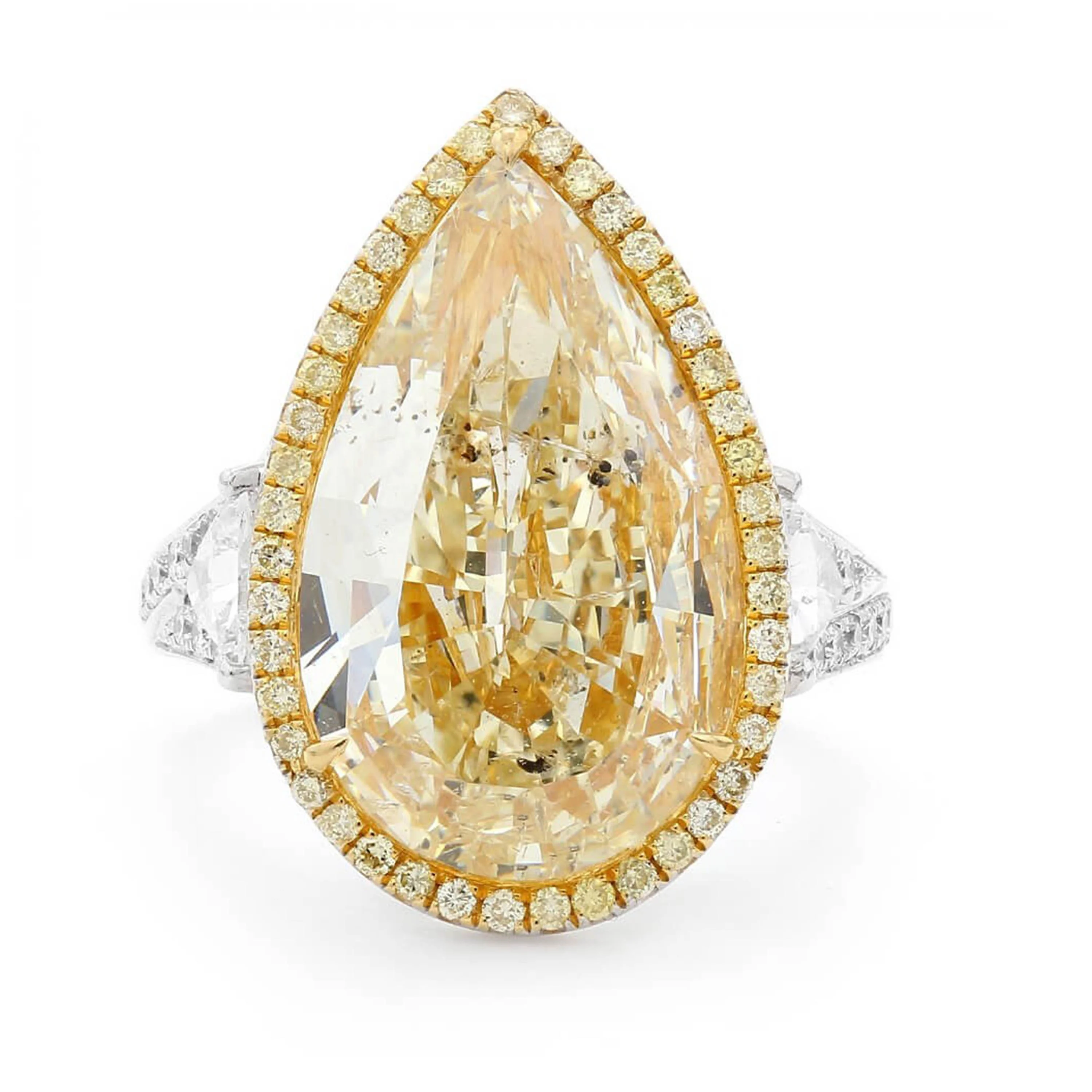 Pear Shape Yellow Sapphire September Birthstone Three Stone 925 Sterling Silver Ring