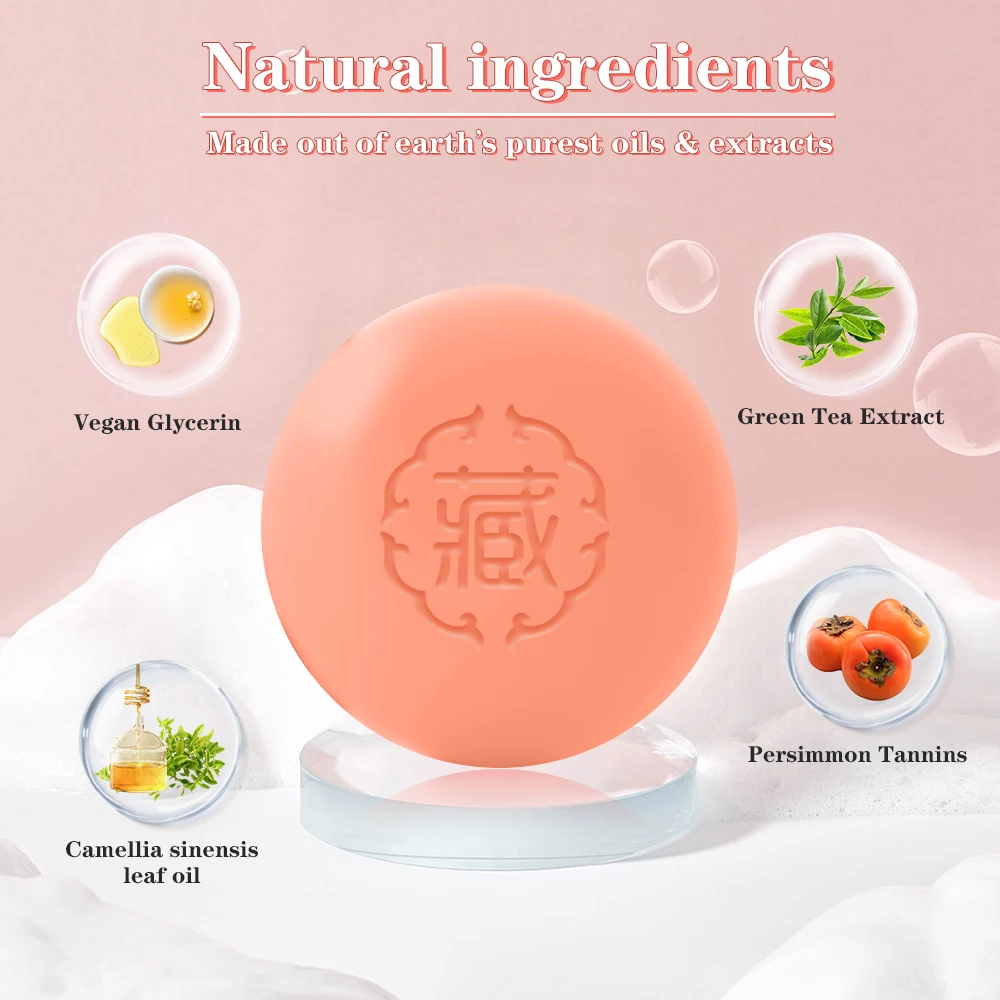 Private Label Natural Persimmon Eliminates Body Odors Handmade Soap Bar brightens the complexion