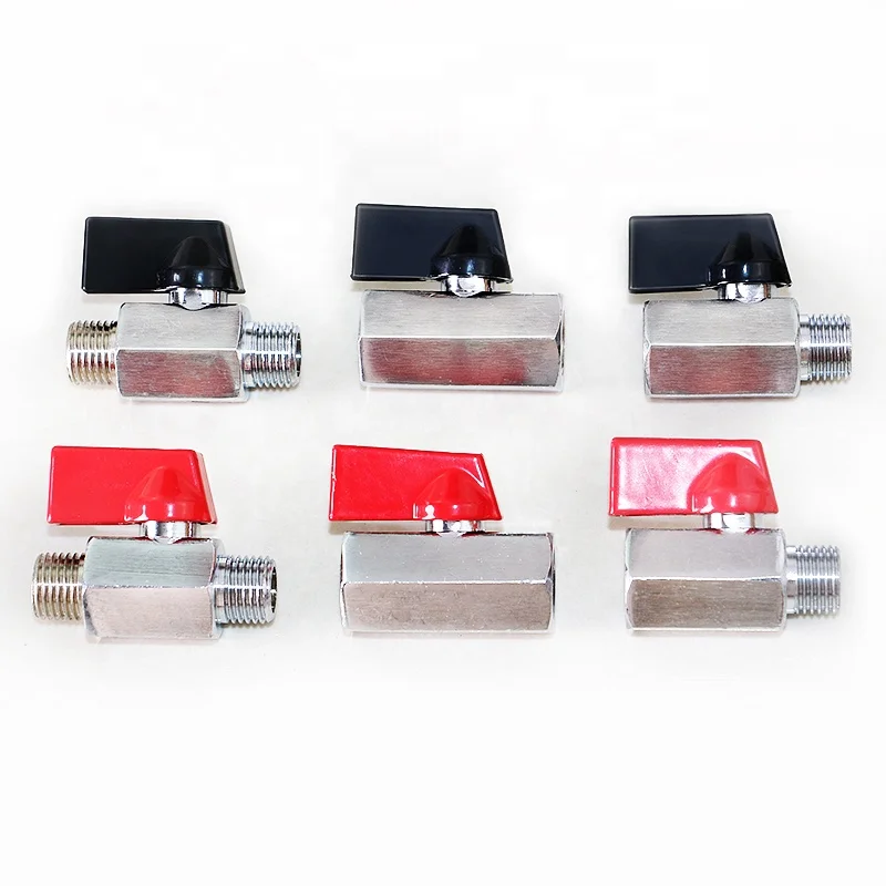 Polished chrome plated copper brass internal external thread M-F mini ball valves,female male manual ball valve
