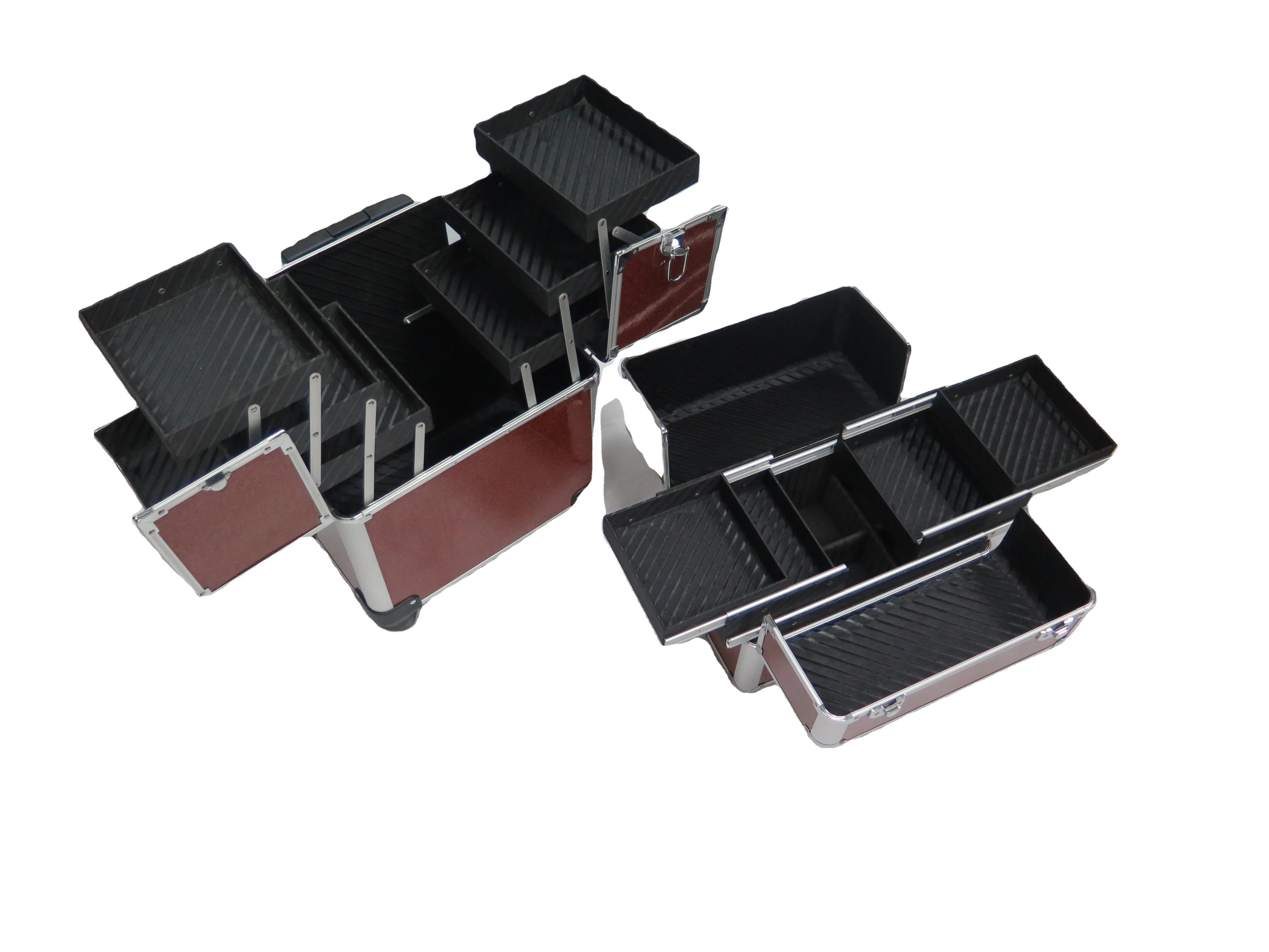 Professional Rolling Makeup Case Cosmetology Case With Wheels 2 Large Drawer Nail Trolley Case Traveling Cosmetic Box