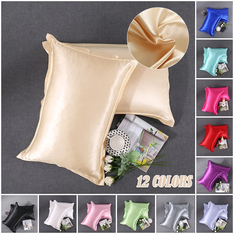 
Wholesale Bedding pure color silkworm simulation silk pillowcase single pillow towel for bed room 