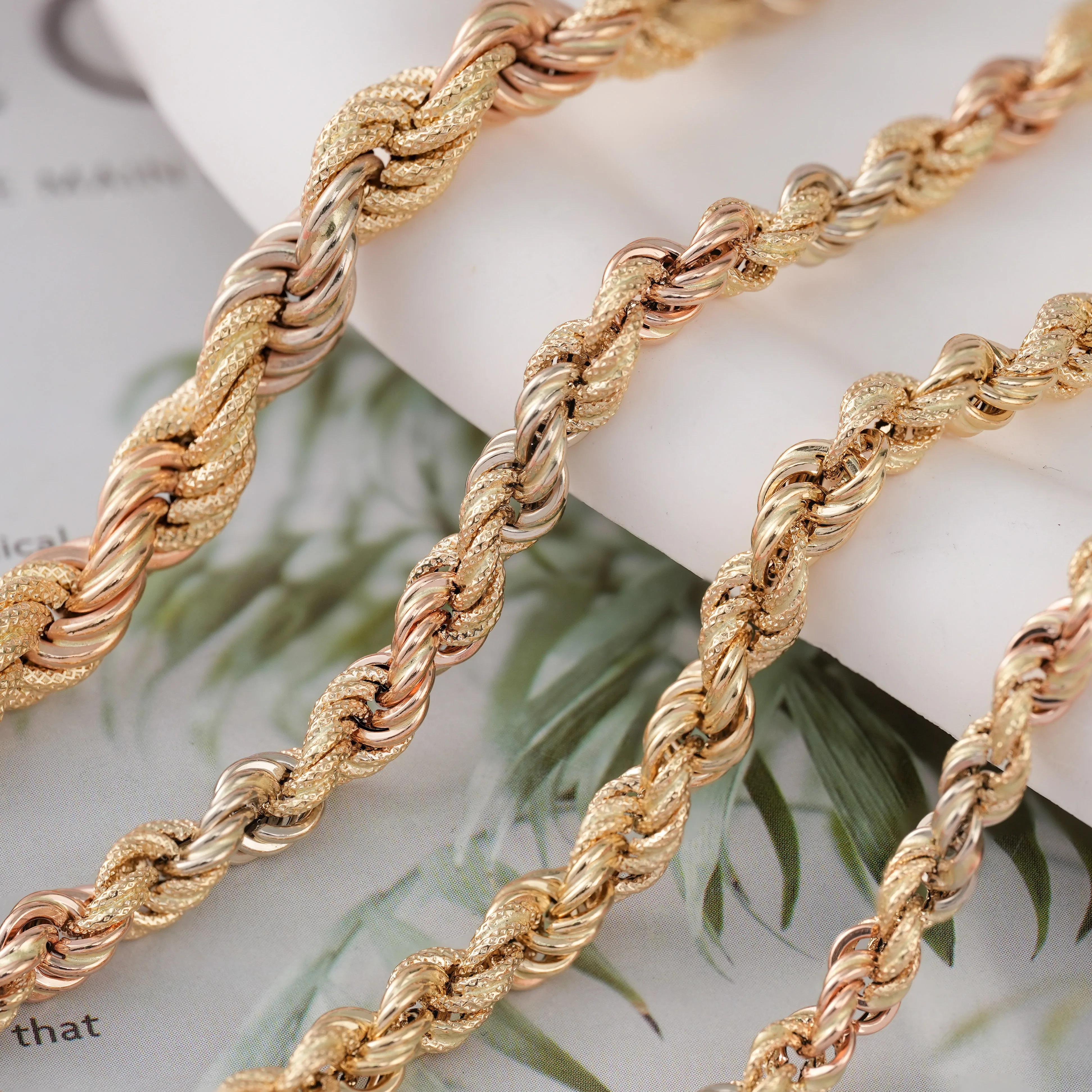 18k gold rope chain hollow unique design fantastic quality ready to ship
